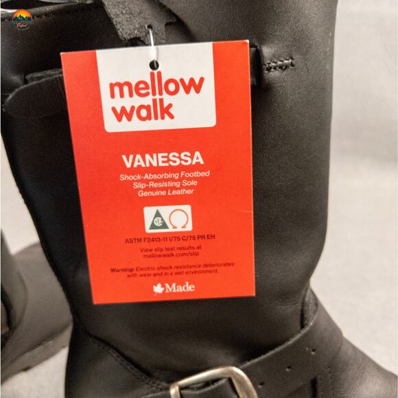 NWT Mellow Walk Vanessa Biker Boots Black Mid-Calf Leather 412109 Women's Sz 8D - Picture 14 of 15